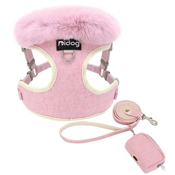 Didog sele med pälskrage i rosa eller beige