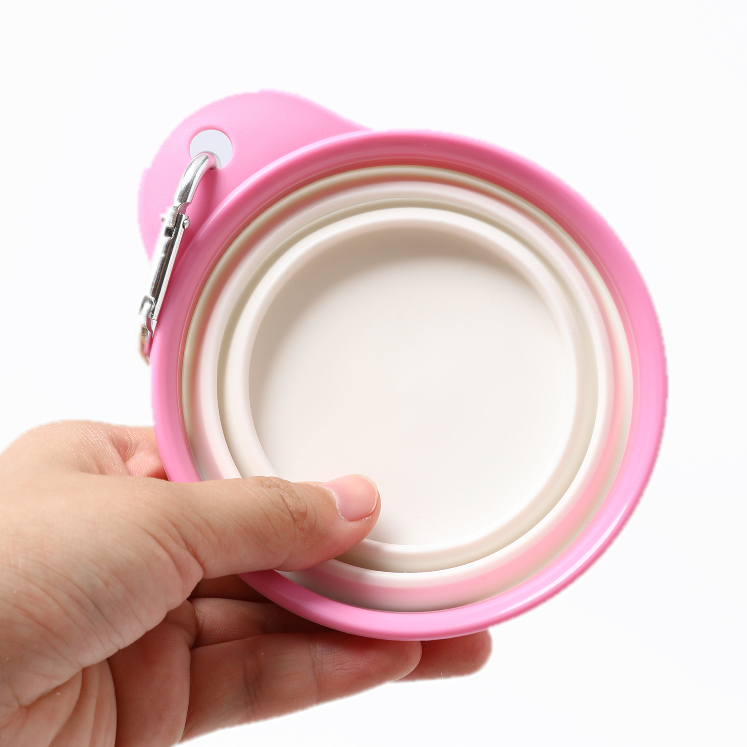Bärbar mat/vattenskål rosa/khaki i 2 olika storlekar - Bild 3