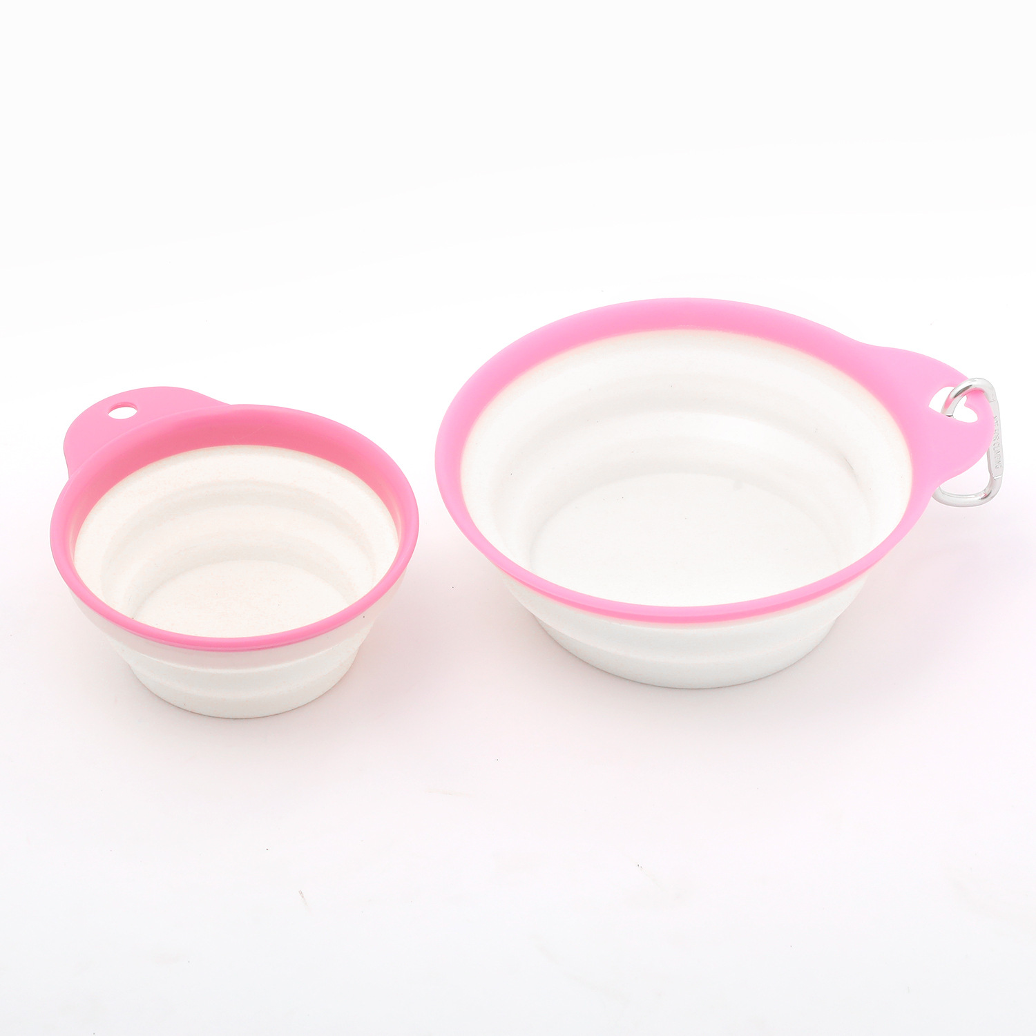 Bärbar mat/vattenskål rosa/khaki i 2 olika storlekar