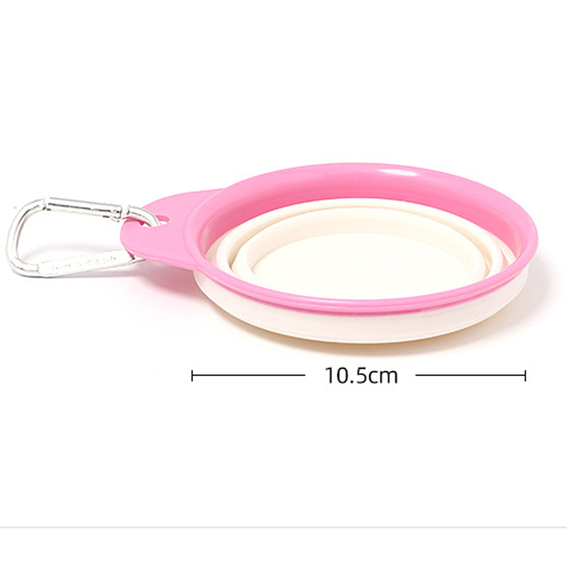 Bärbar mat/vattenskål rosa/khaki i 2 olika storlekar - Bild 4