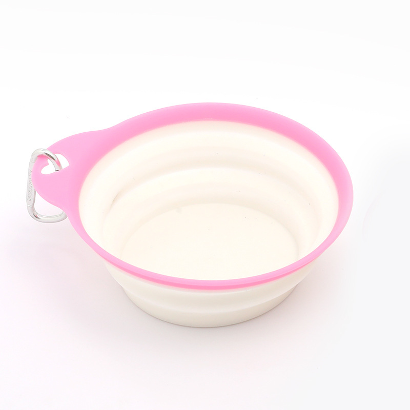 Bärbar mat/vattenskål rosa/khaki i 2 olika storlekar - Bild 6